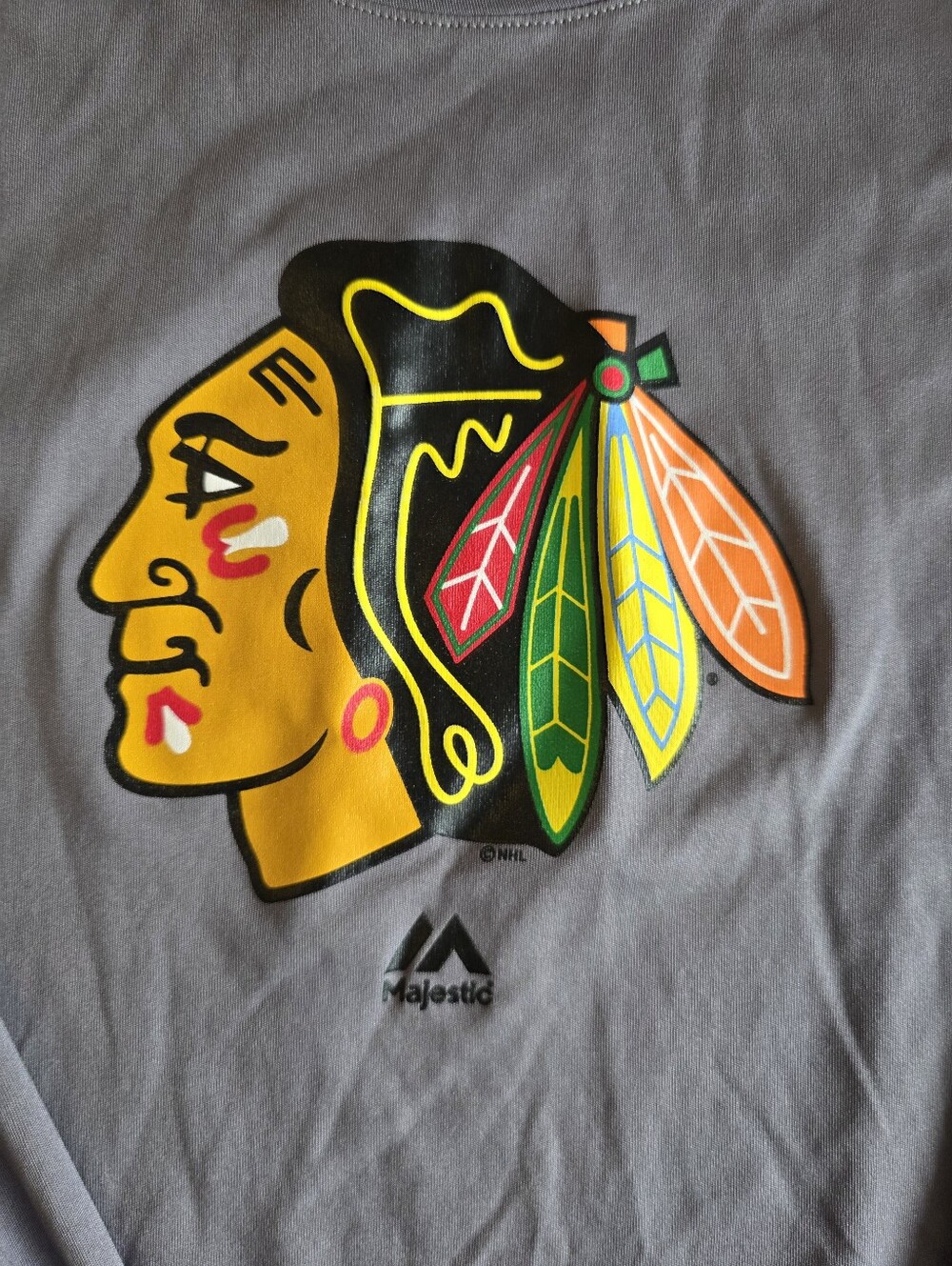 Majestic Chicago Blackhawks Long Sleeve Shirt Men's 2XL Gray NHL